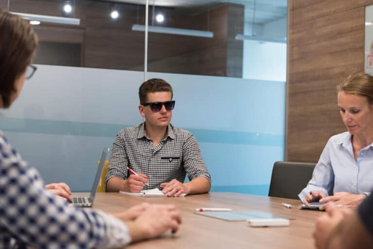 Business Meeting with Blind Client AODA Ontario business setting